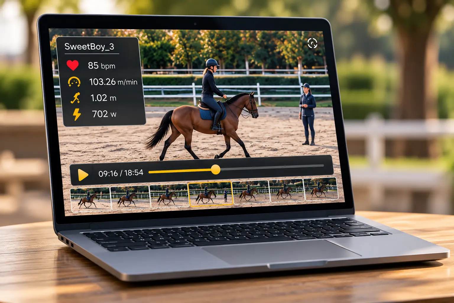 A personal training video with telemetry over the picture