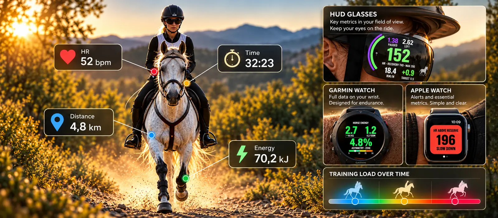 Live heart rate and workload during an endurance ride